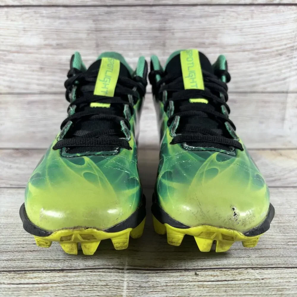 Under Armour Green and Black Kids Football Cleats